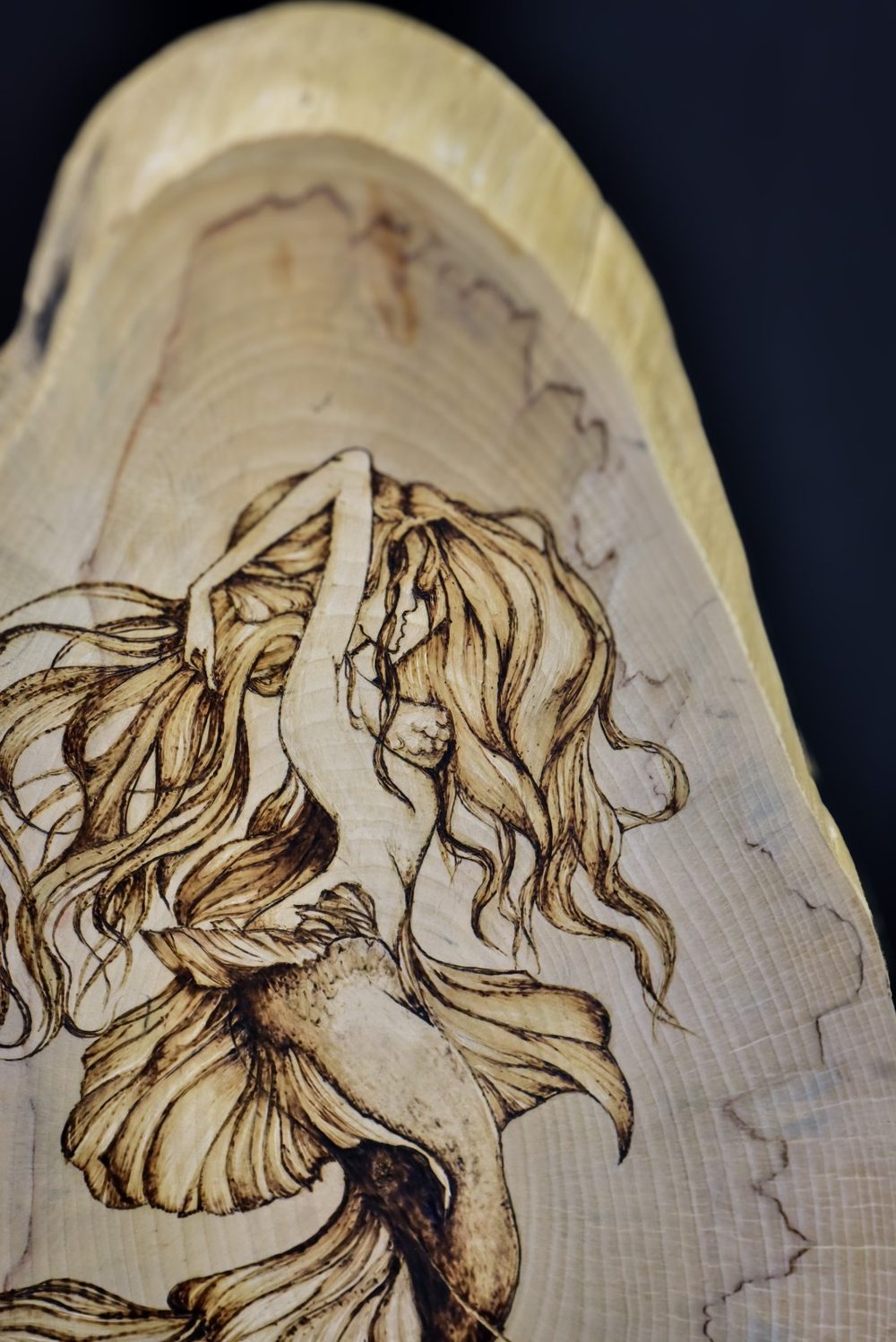 The Siren's Call — detail of flowing burned linework